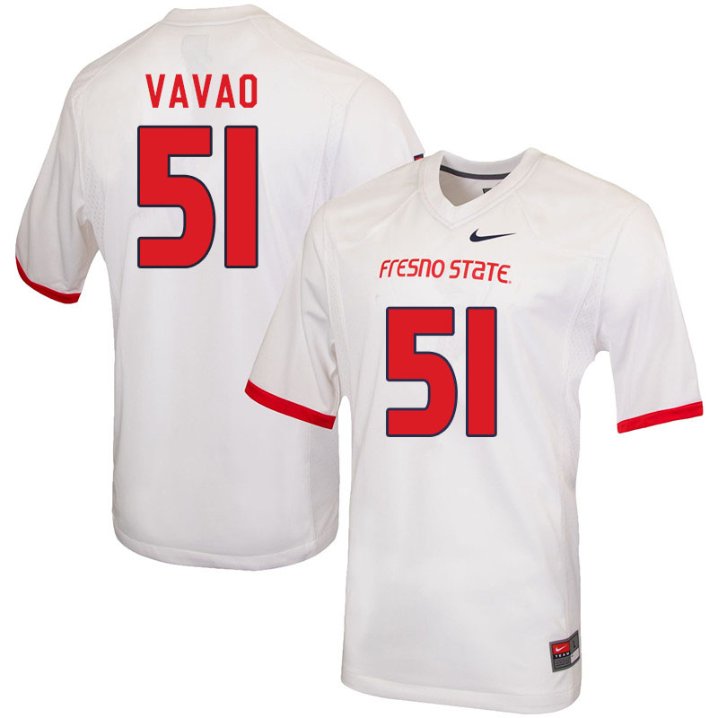 Men #51 Mose Vavao Fresno State Bulldogs College Football Jerseys Sale-White